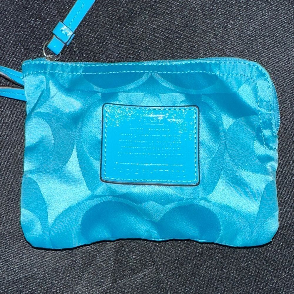 Coach Teal Logo Pouch w/ Zipper